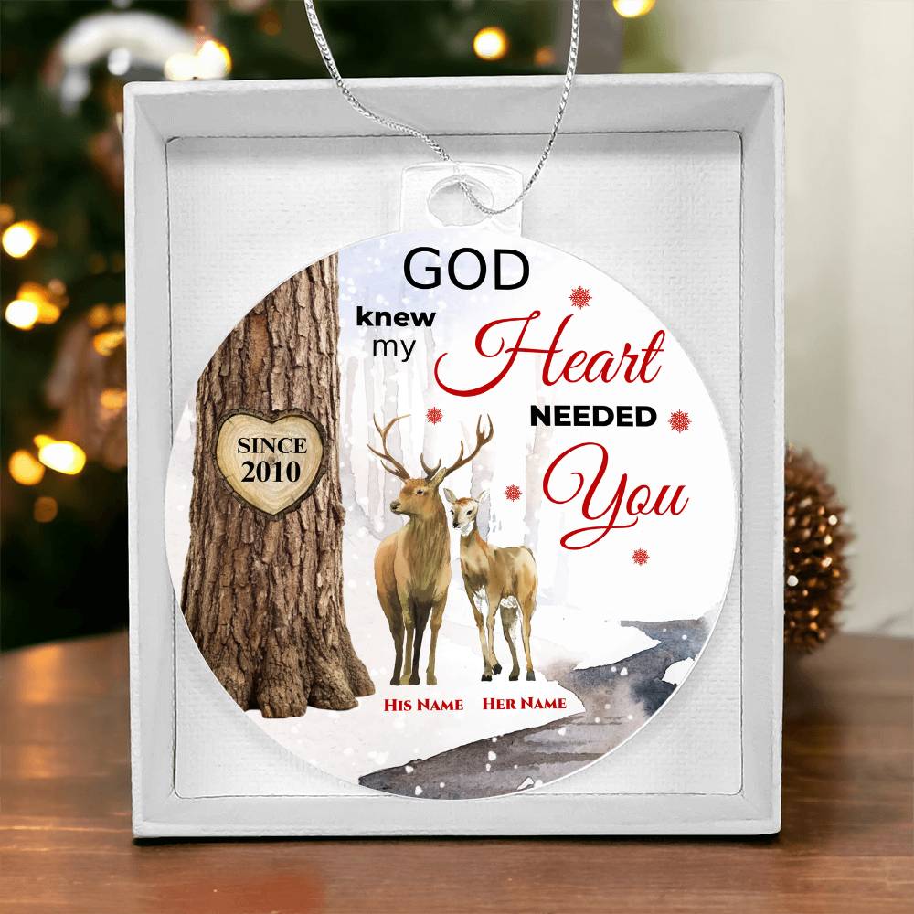 My Heart Needed You | Personalized Deer Couple Ornament