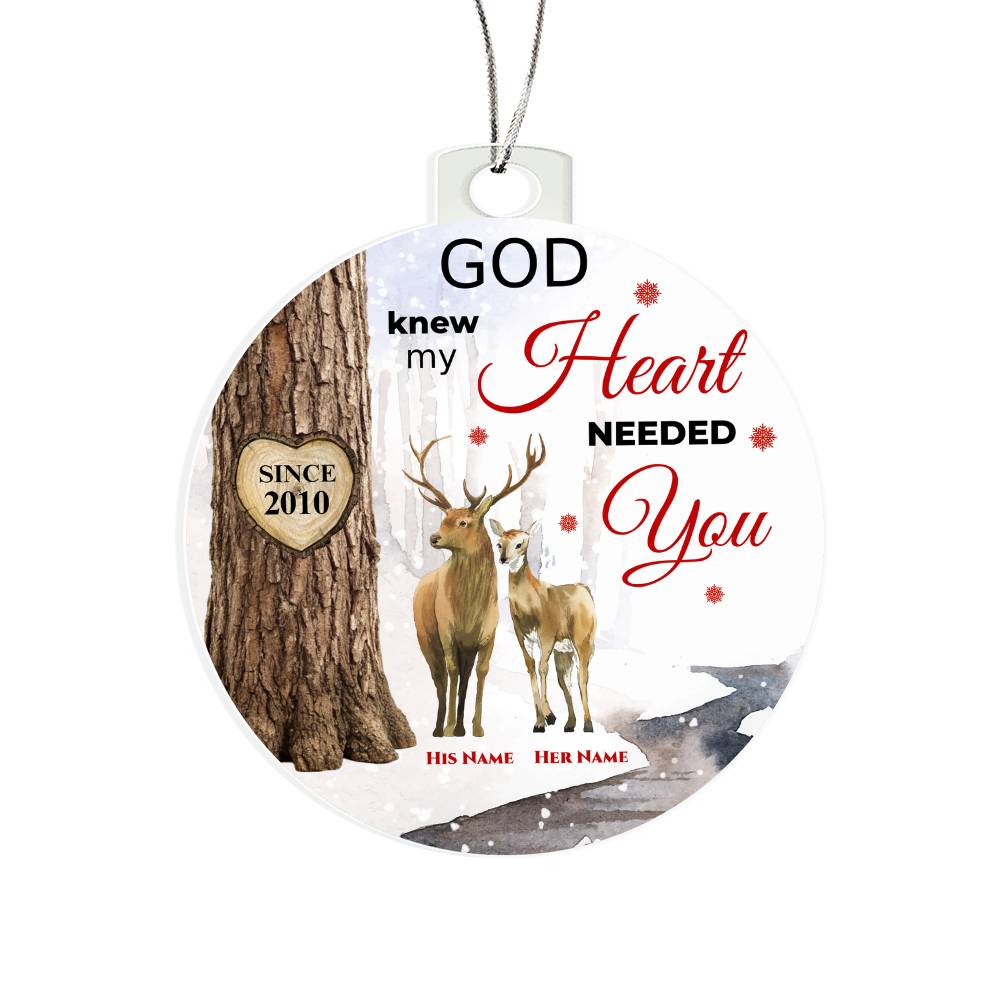 My Heart Needed You | Personalized Deer Couple Ornament