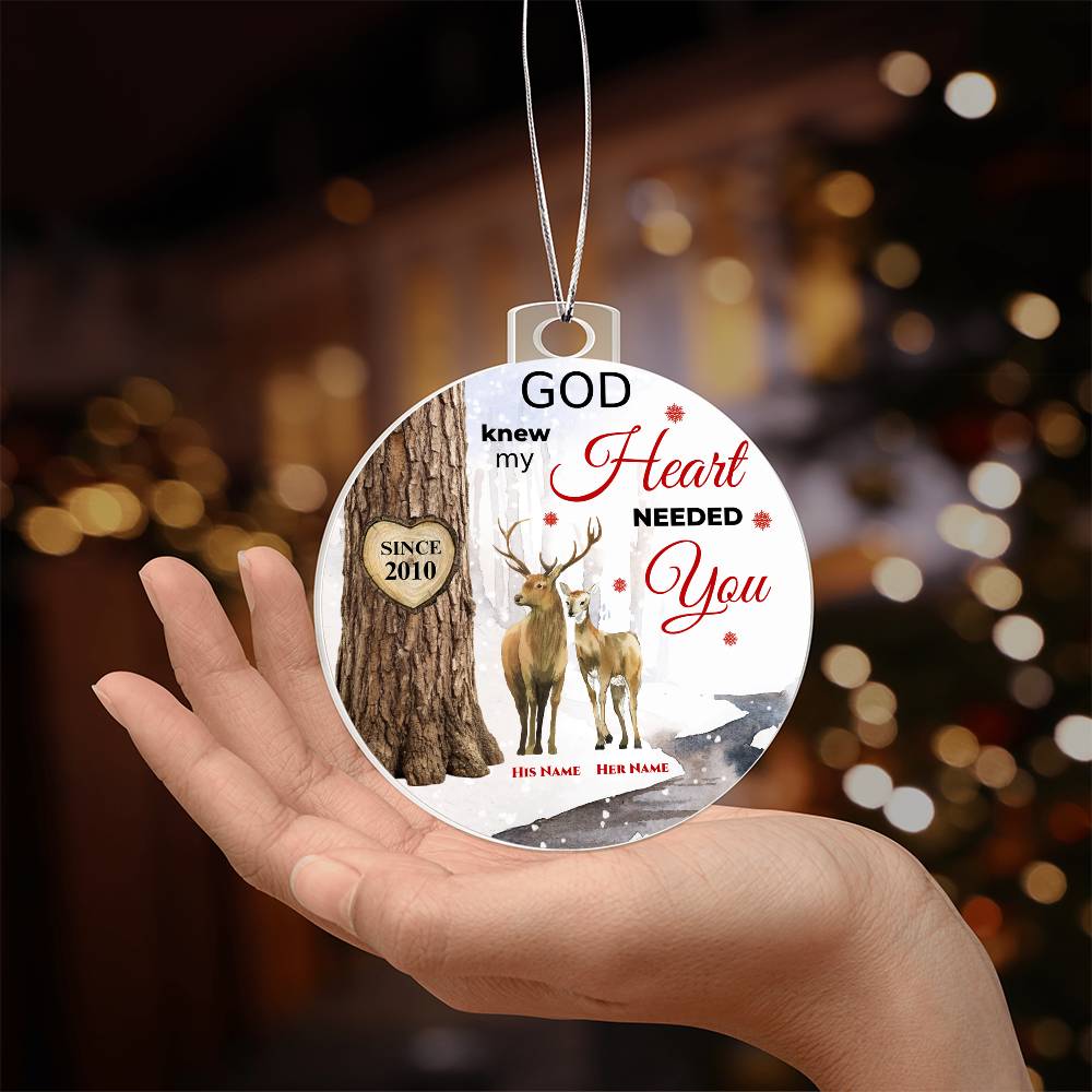My Heart Needed You | Personalized Deer Couple Ornament