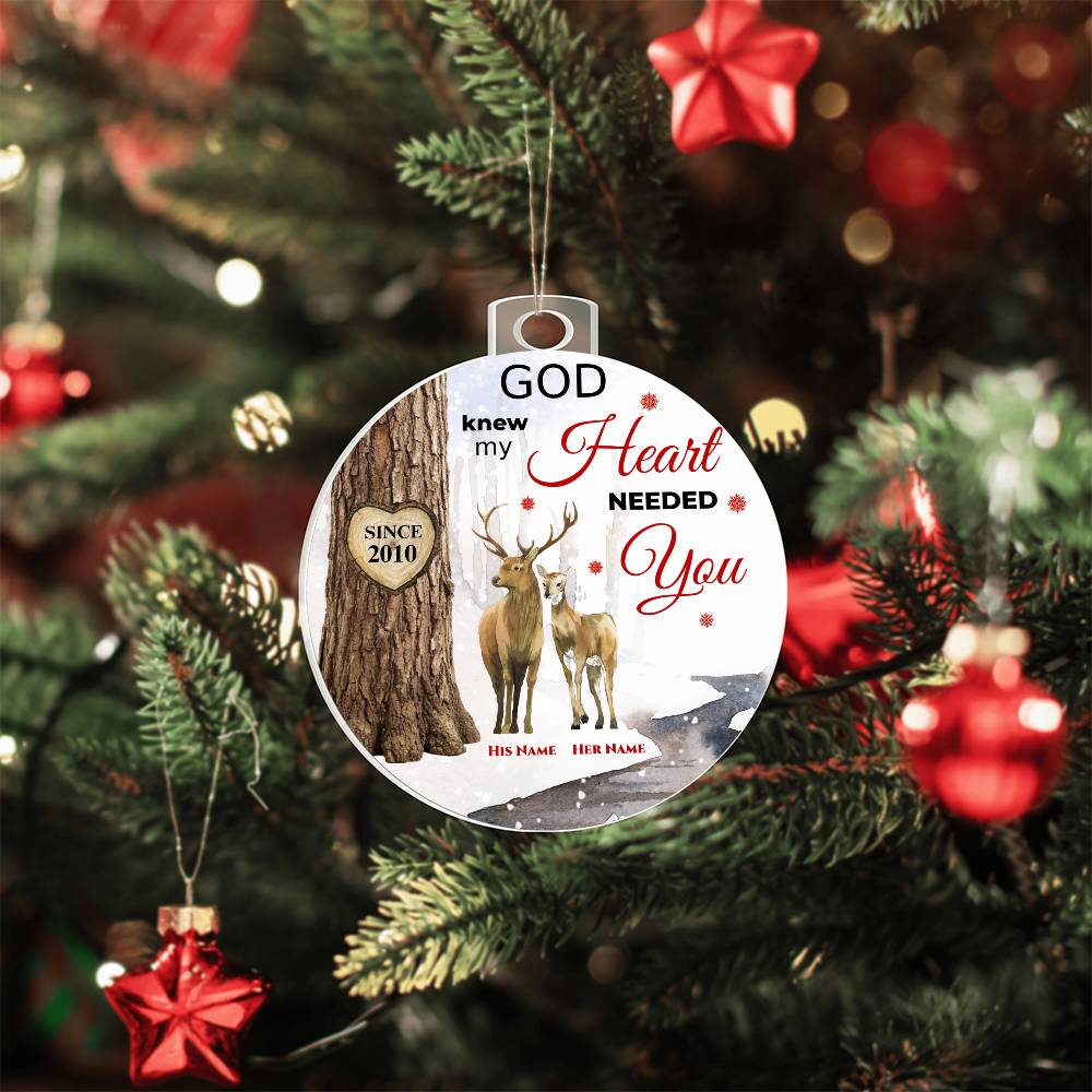My Heart Needed You | Personalized Deer Couple Ornament
