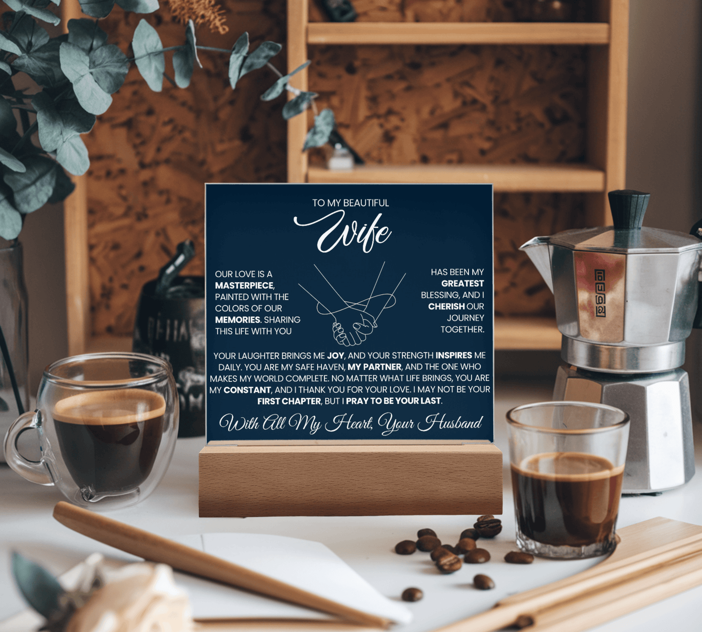 To My Beautiful Wife | I Cherish Our Journey | Acrylic Plaque (BLU)