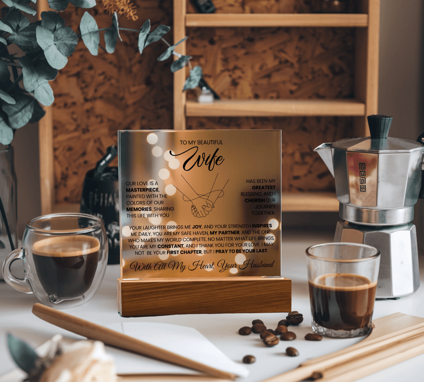 To My Beautiful Wife | I Cherish Our Journey | Acrylic Plaque (CLR)