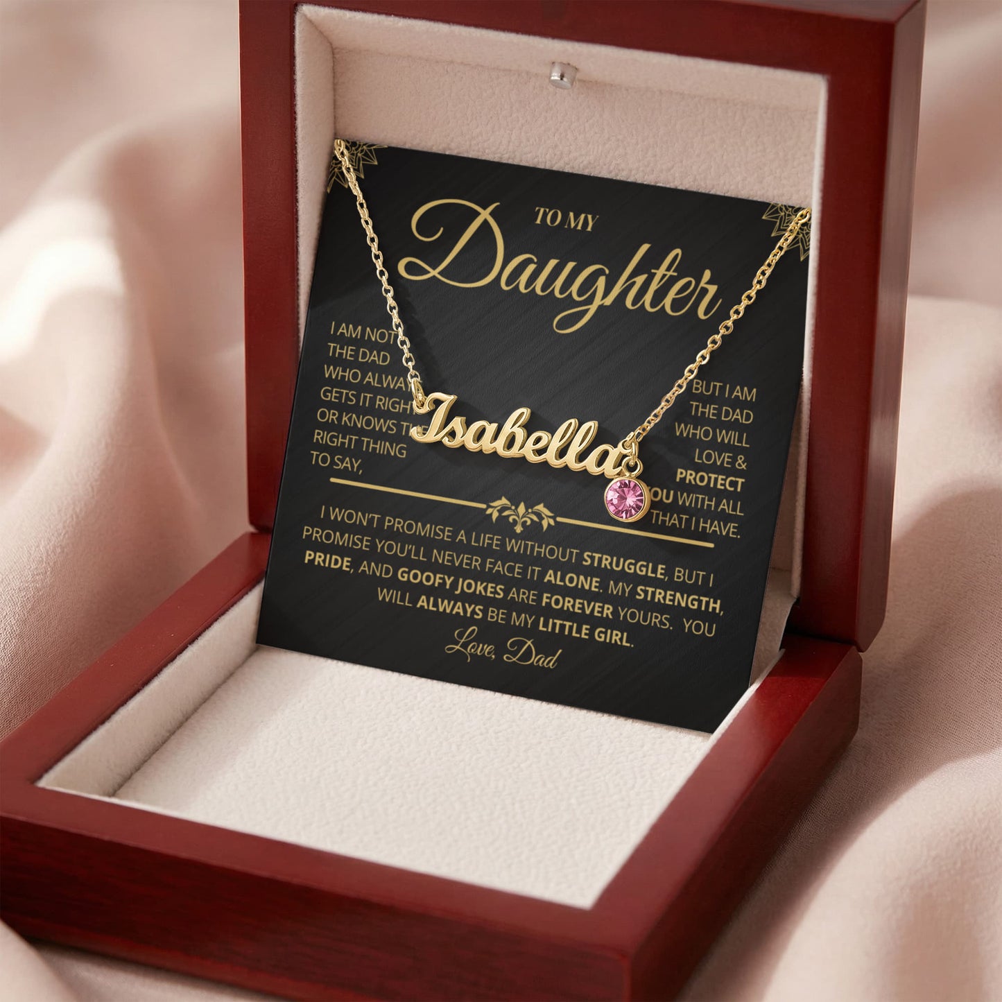 To My Daughter Necklace with Name & Birthstone | Personalized Gift She’ll Treasure
