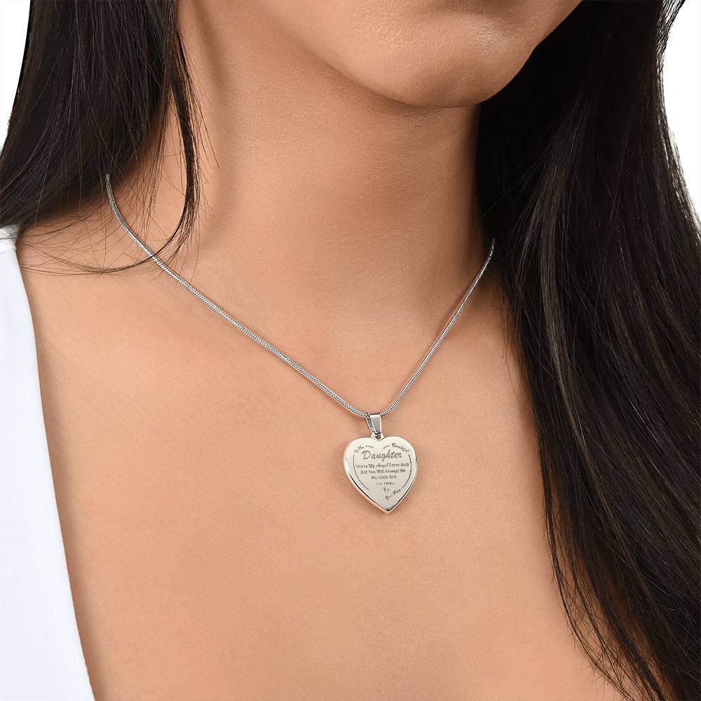 To My Daughter | My Angel | Engraved Heart Necklace