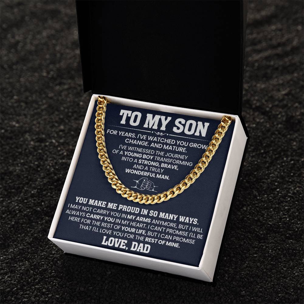 To My Son | You Make me Proud Cuban Link Chain