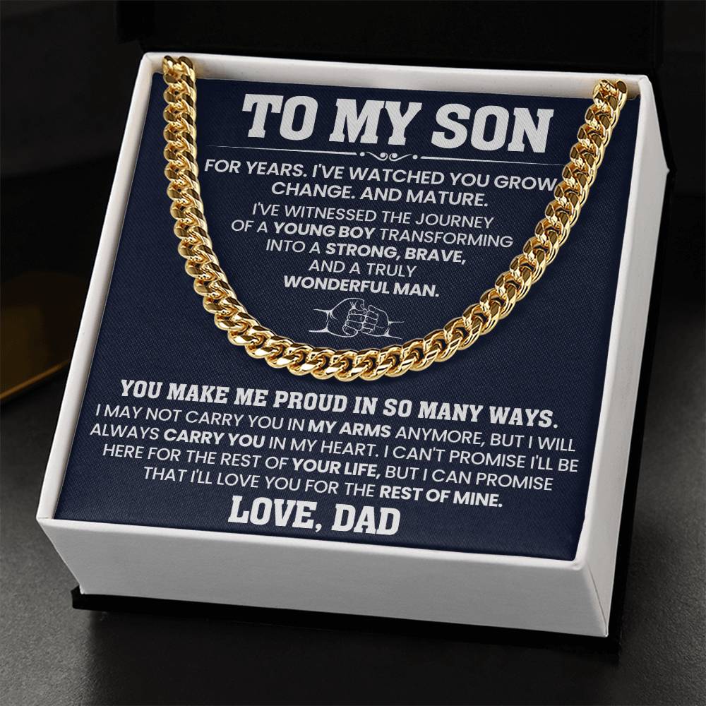 To My Son | You Make me Proud Cuban Link Chain