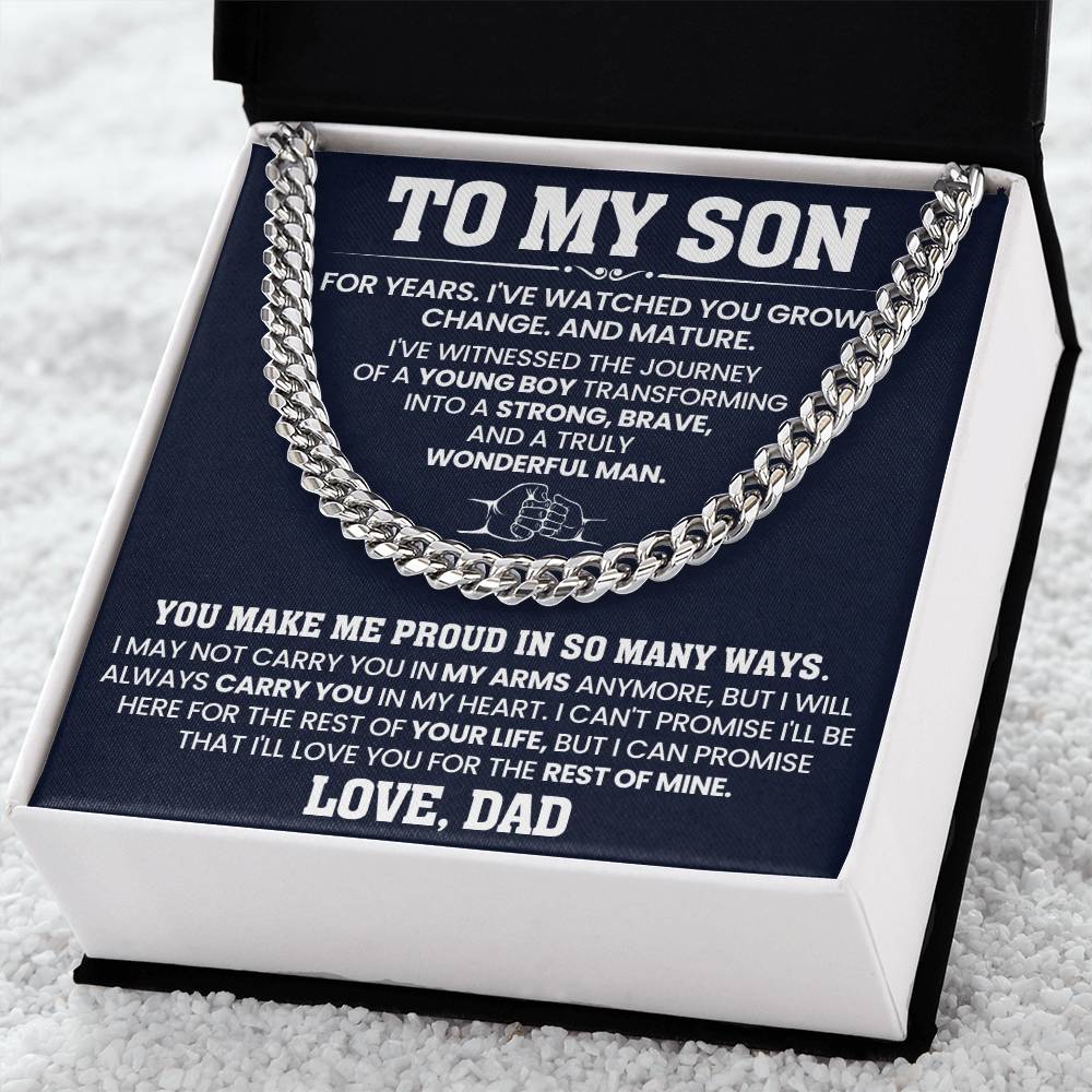 To My Son | You Make me Proud Cuban Link Chain