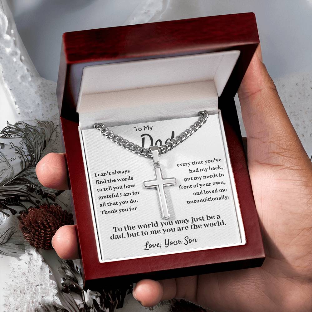 To My Dad | You Are the World | Cross Necklace