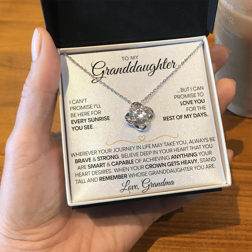 To My Granddaughter | Brave and Strong | Love Knot Necklace