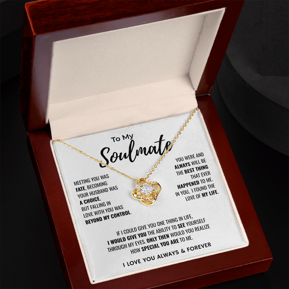 To My Soulmate | The Love Of My Life | Love Knot Necklace