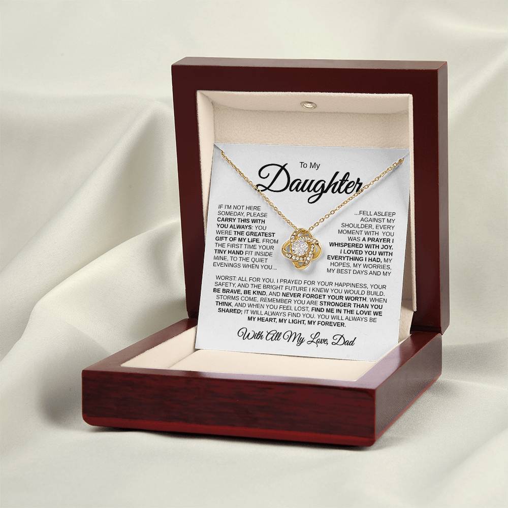 To My Daughter | Greatest Gift of My Life | Love Knot Necklace (BLK)