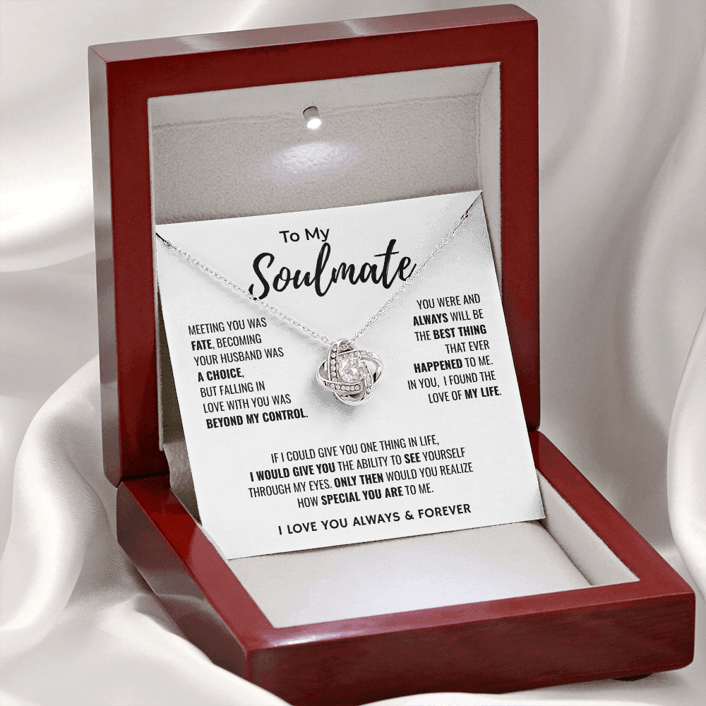To My Soulmate | The Love Of My Life | Love Knot Necklace