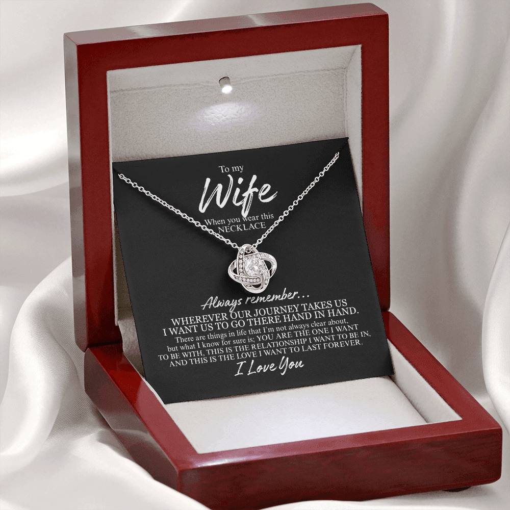 To My Wife | Always Remember | Love Knot Necklace (WHT TXT)