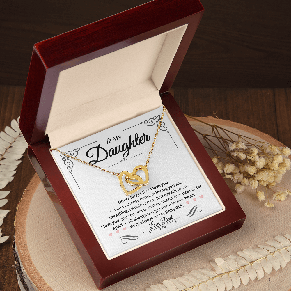 To My Daughter | You'll Always Be My Baby Girl | Interlocking Hearts Necklace