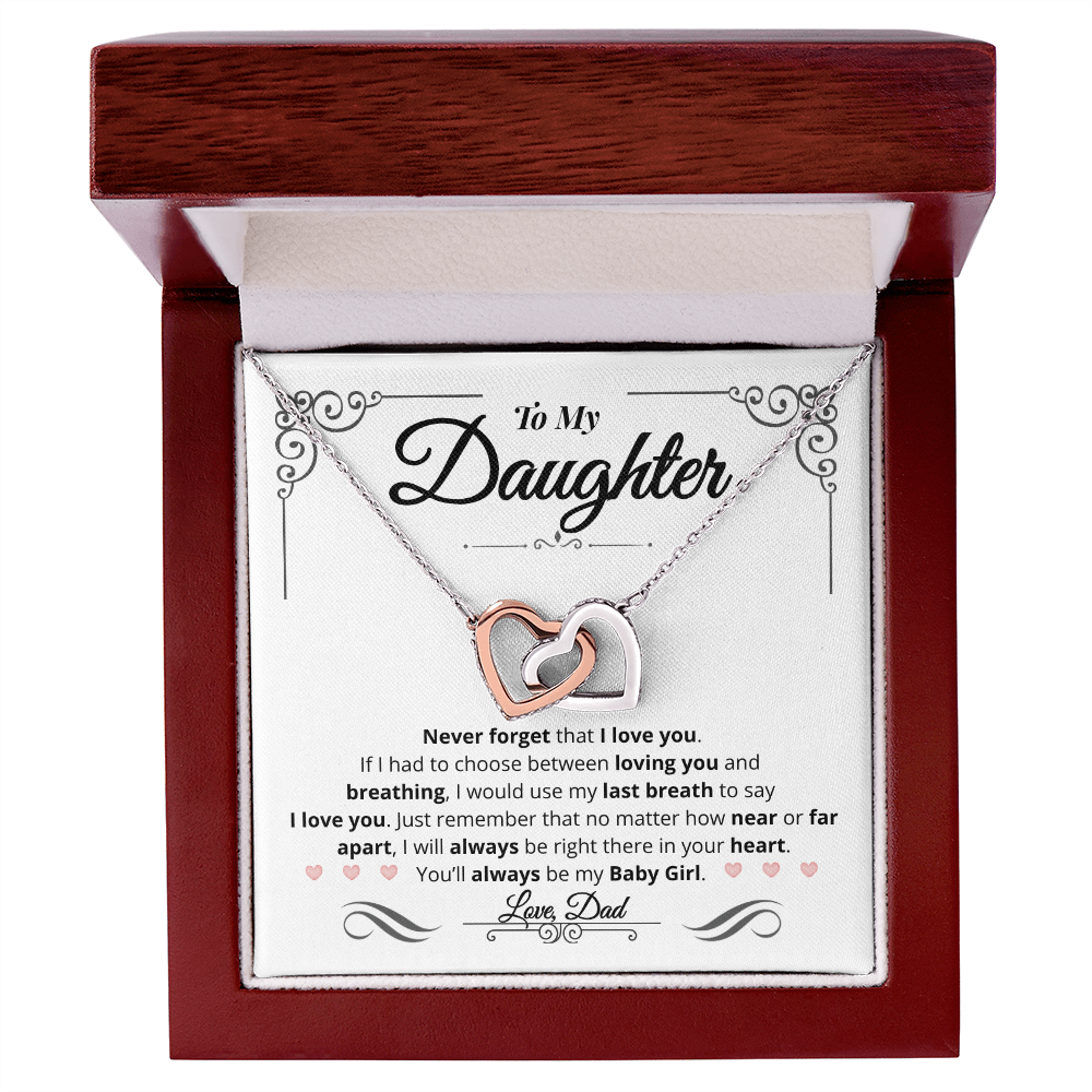 To My Daughter | You'll Always Be My Baby Girl | Interlocking Hearts Necklace