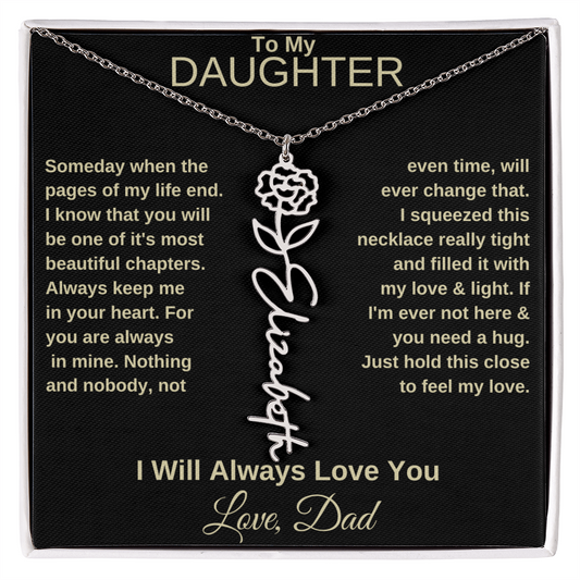 To My Daughter | Birth Flower Name Necklace