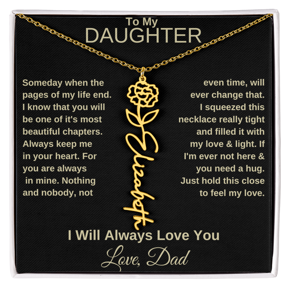 To My Daughter | Birth Flower Name Necklace