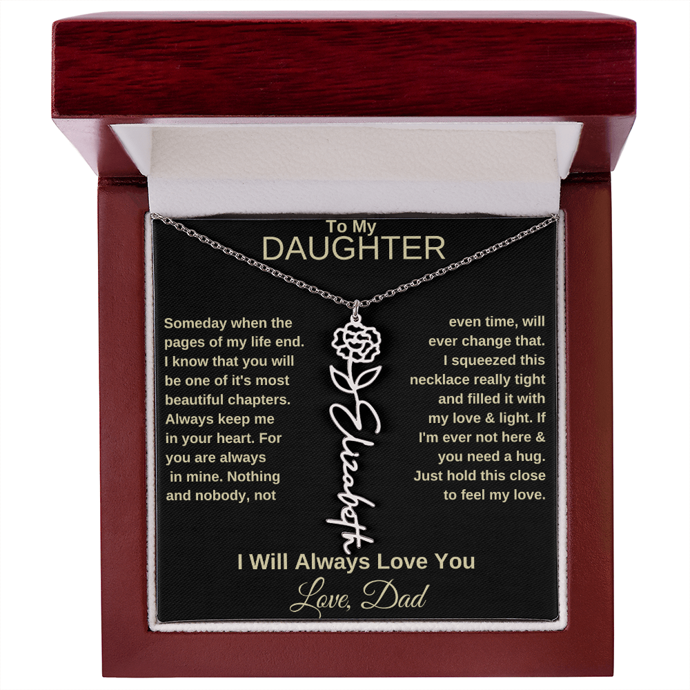 To My Daughter | Birth Flower Name Necklace