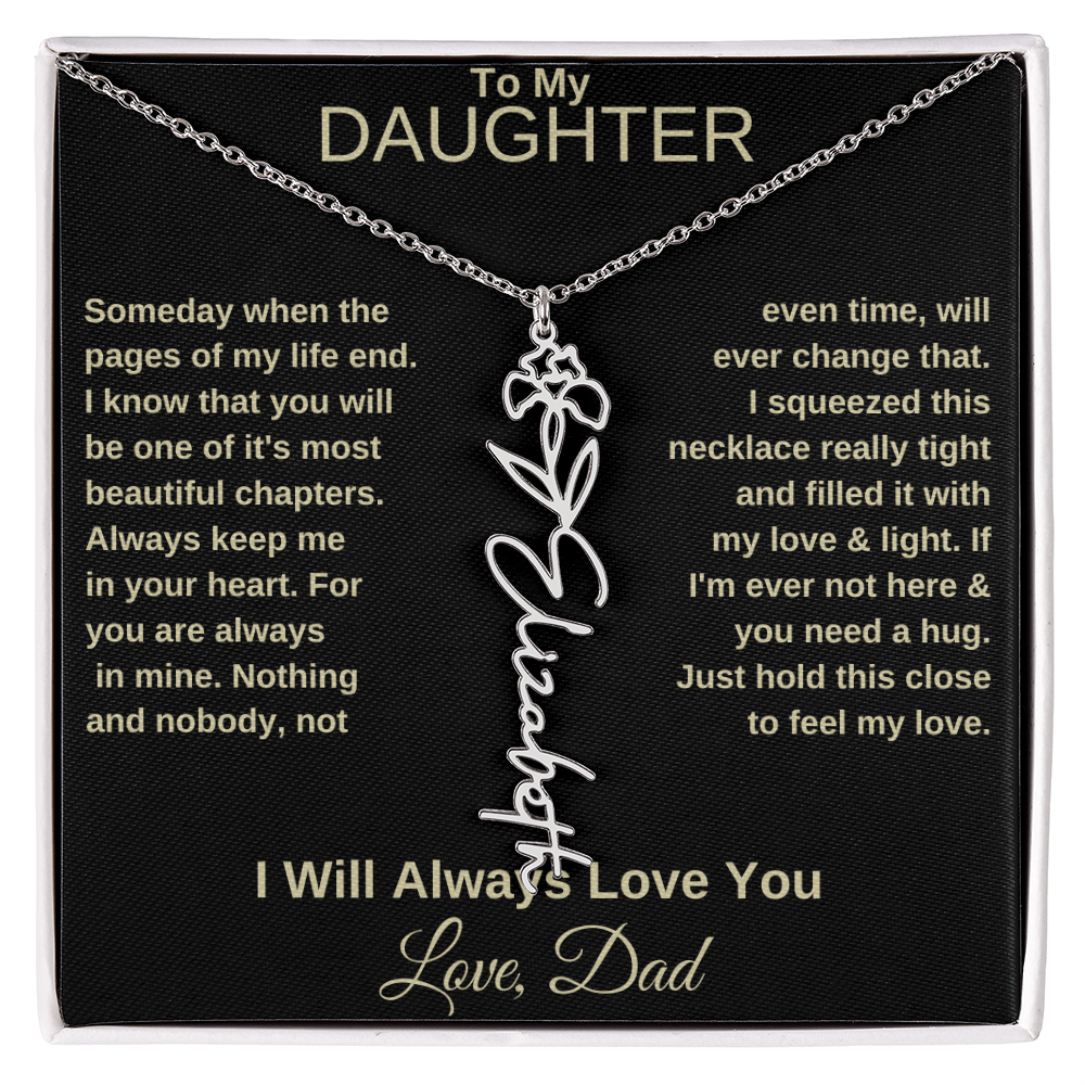 To My Daughter | Birth Flower Name Necklace