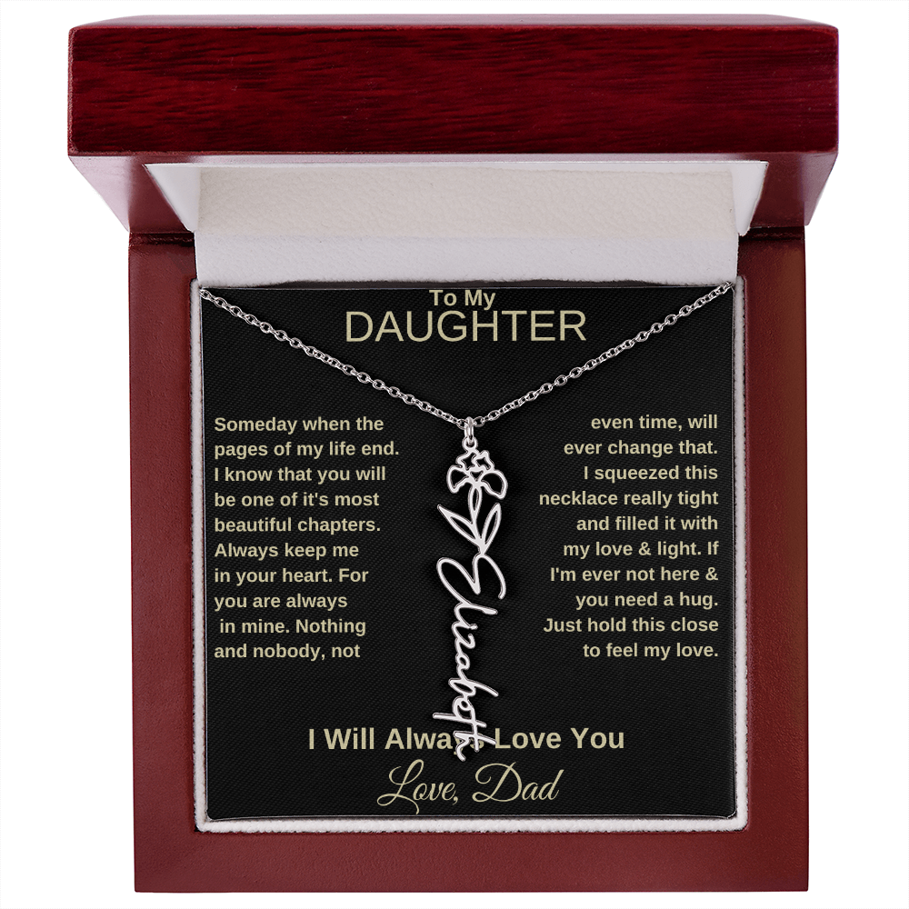 To My Daughter | Birth Flower Name Necklace