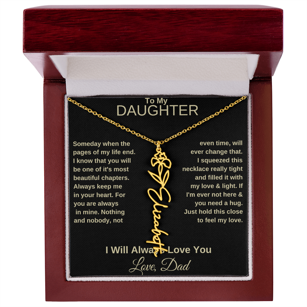 To My Daughter | Birth Flower Name Necklace