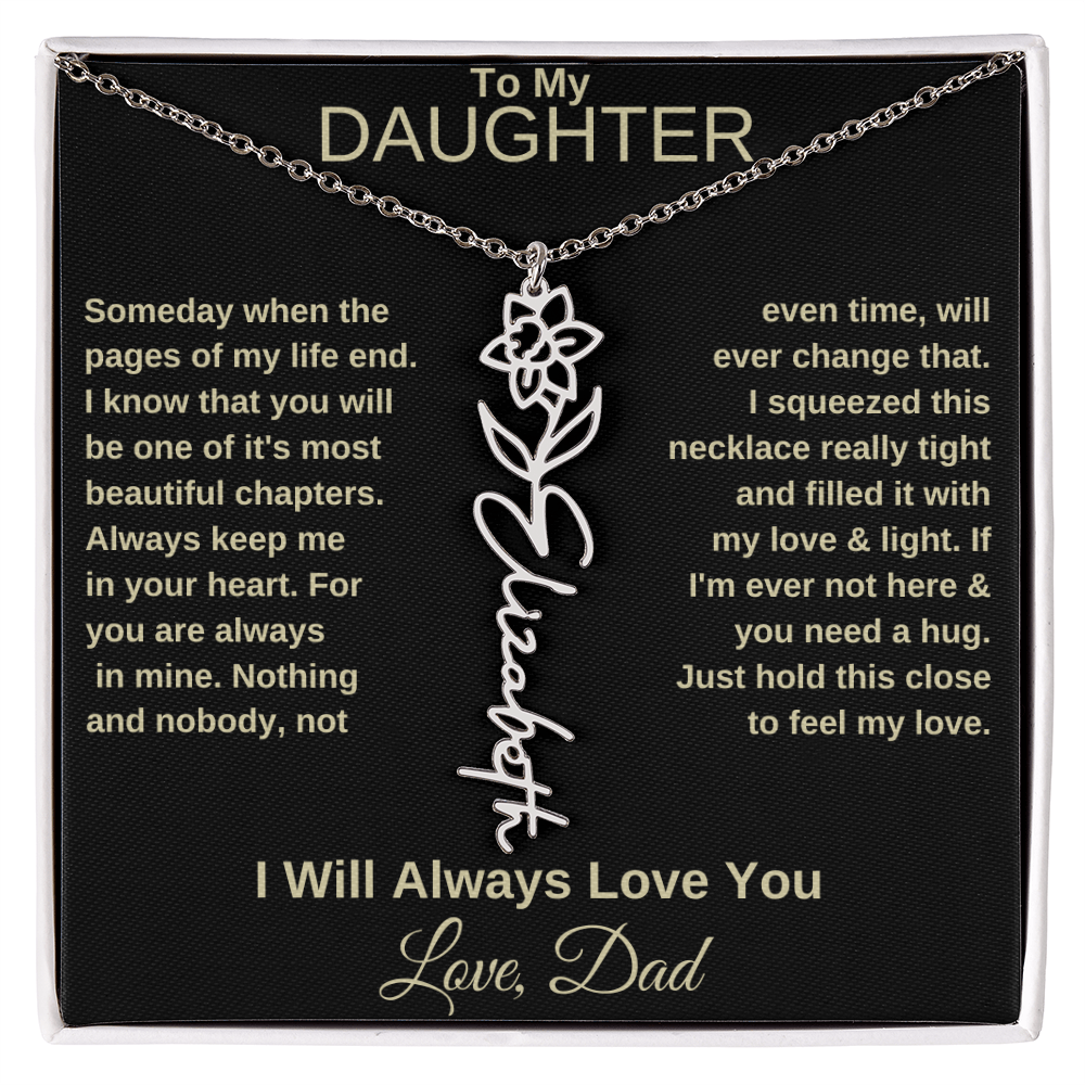 To My Daughter | Birth Flower Name Necklace