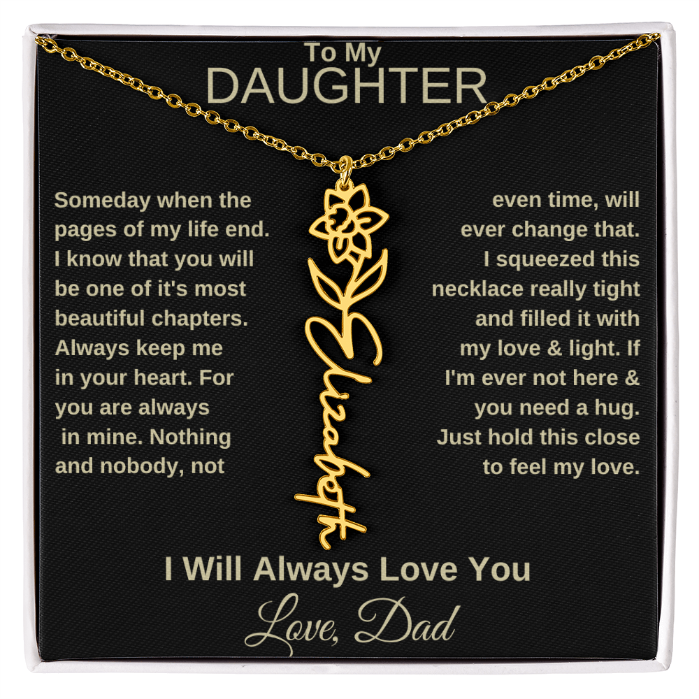 To My Daughter | Birth Flower Name Necklace
