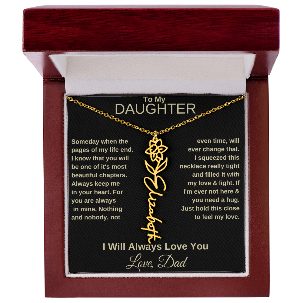 To My Daughter | Birth Flower Name Necklace