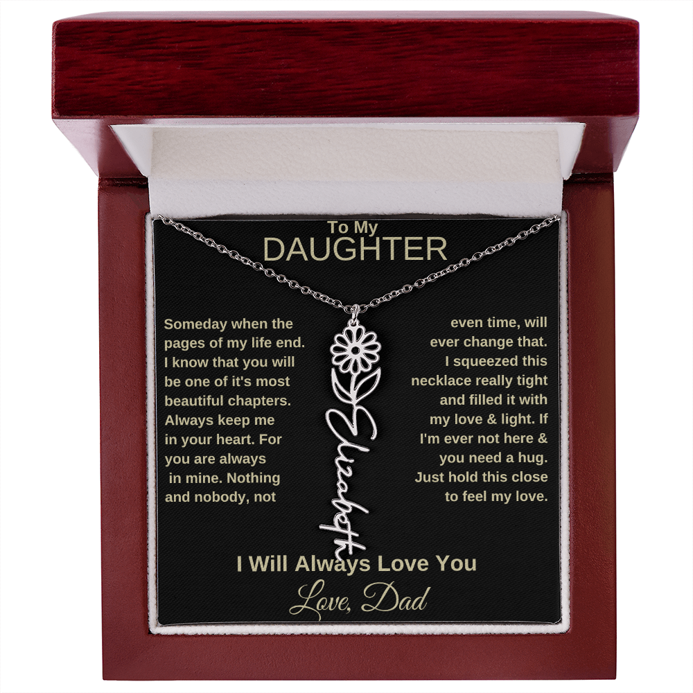 To My Daughter | Birth Flower Name Necklace