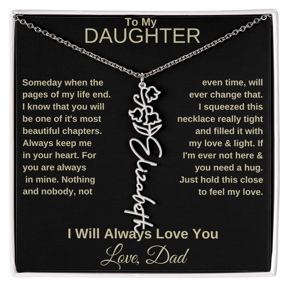 To My Daughter | Birth Flower Name Necklace