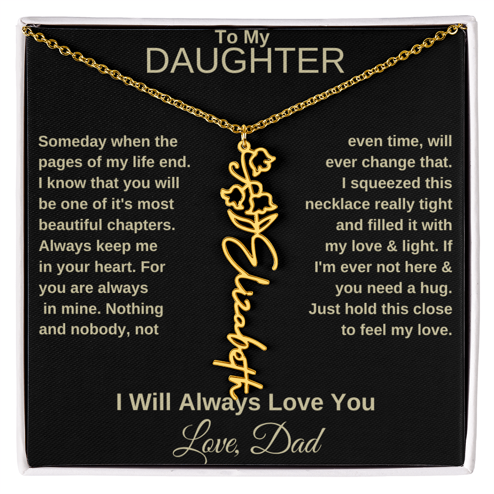 To My Daughter | Birth Flower Name Necklace