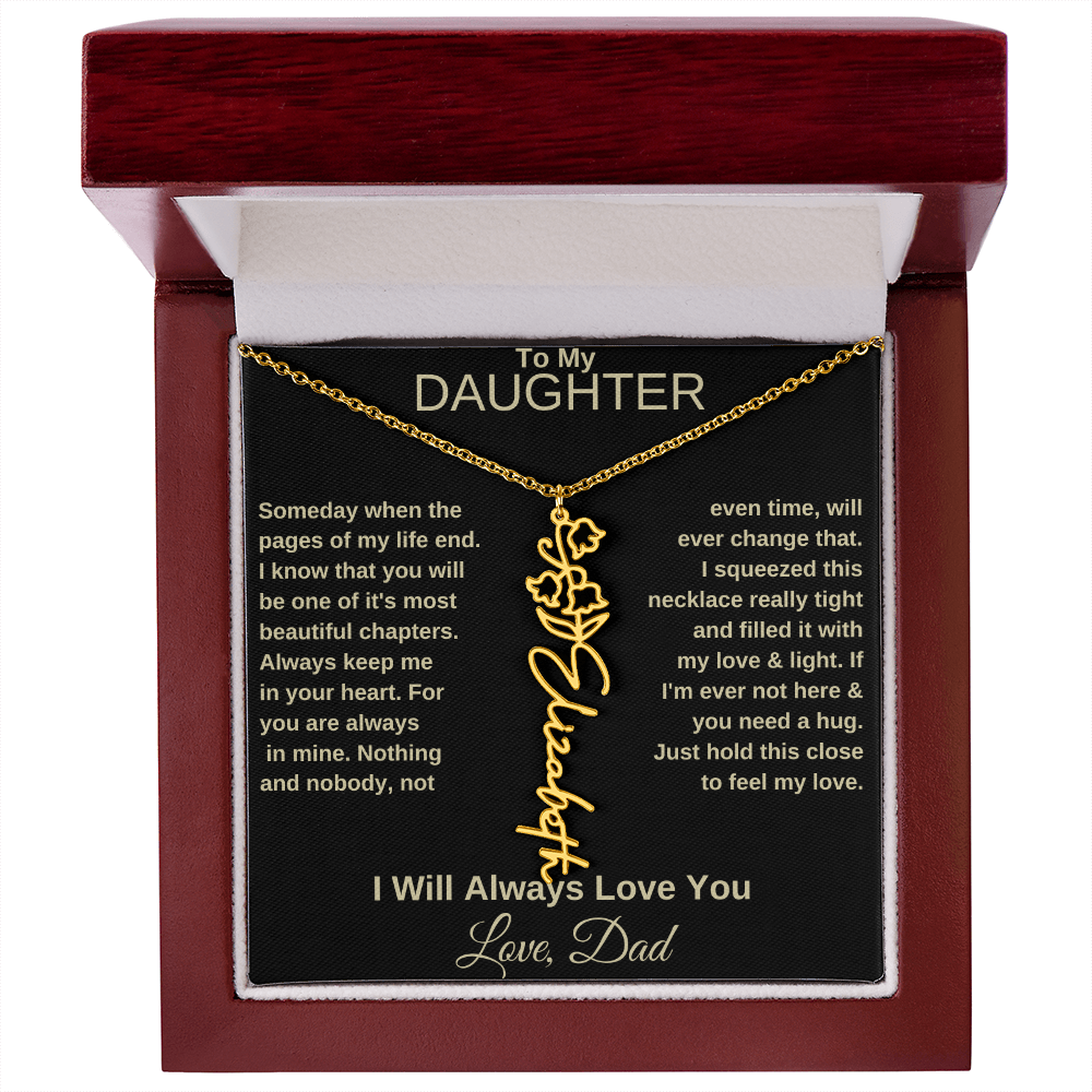 To My Daughter | Birth Flower Name Necklace