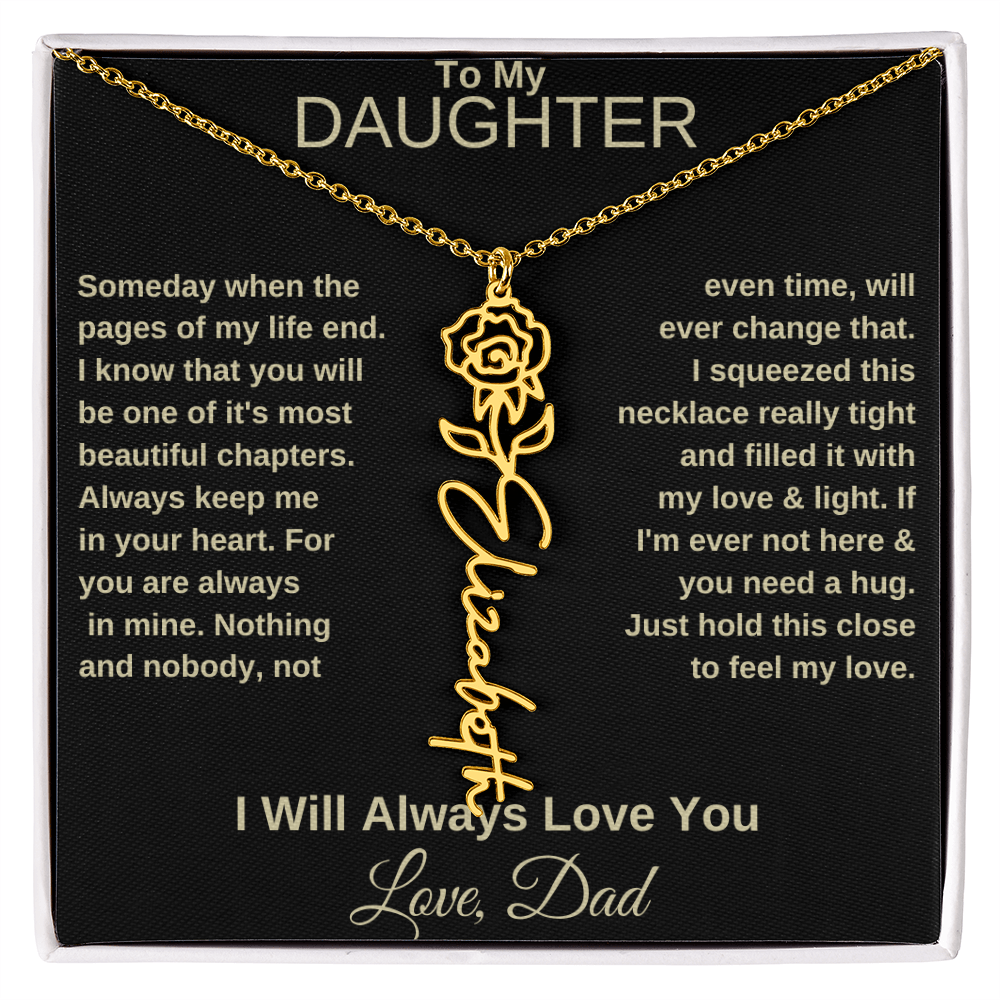 To My Daughter | Birth Flower Name Necklace