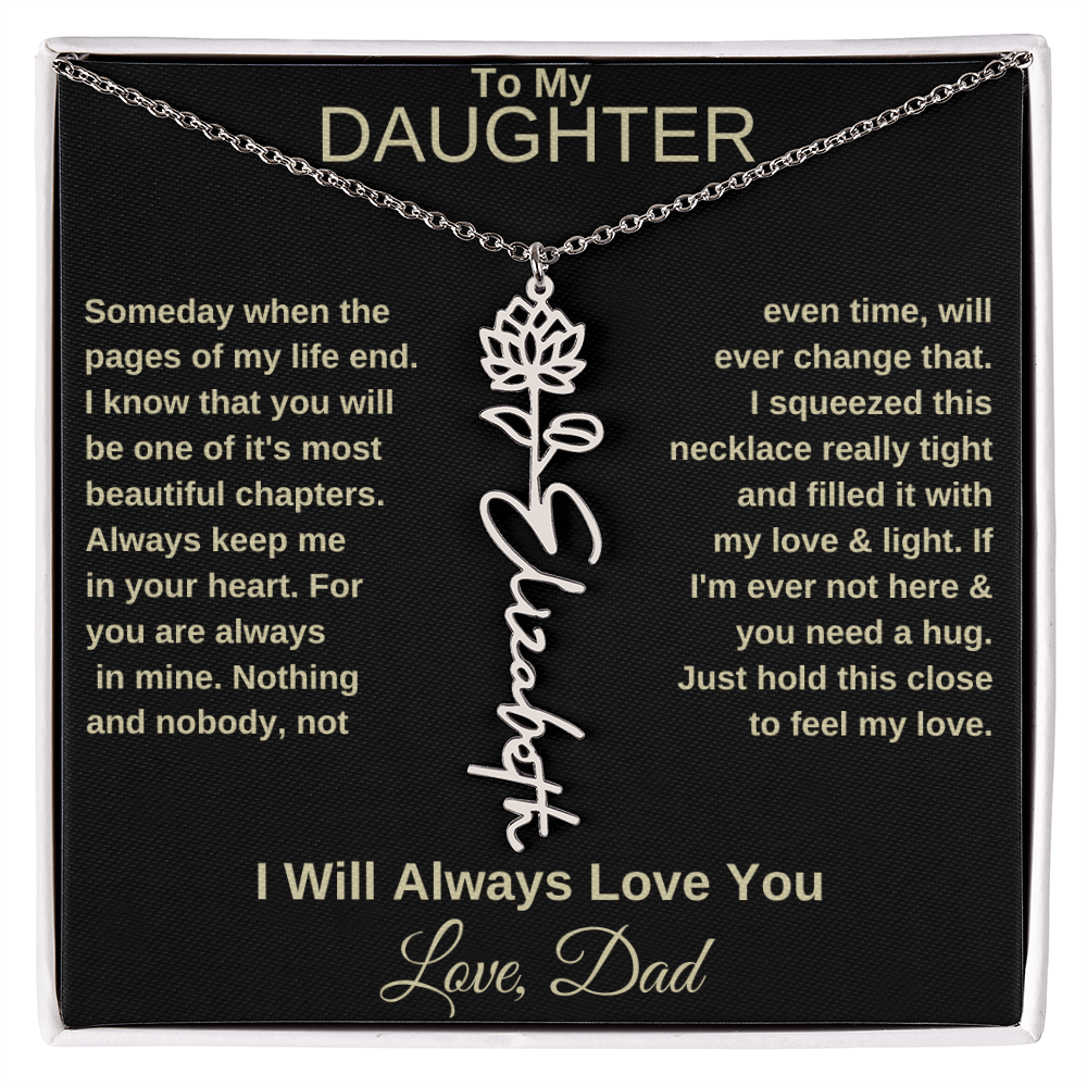 To My Daughter | Birth Flower Name Necklace