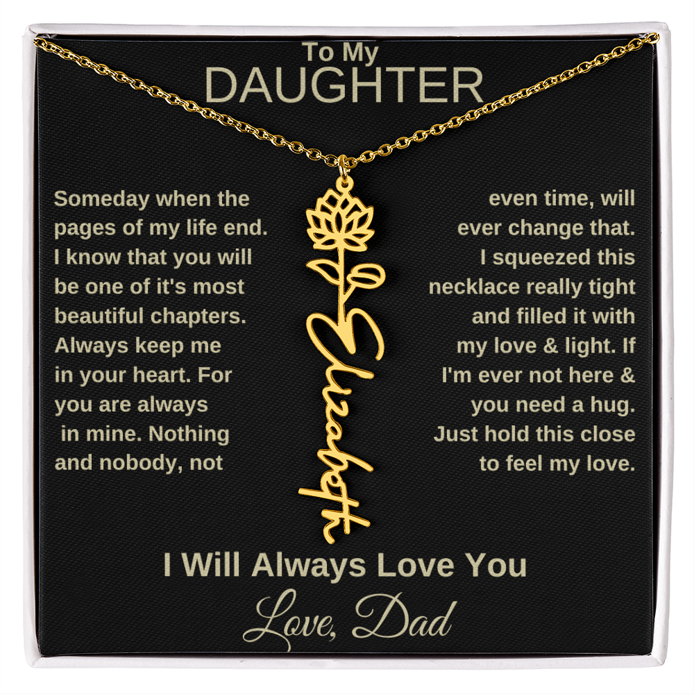 To My Daughter | Birth Flower Name Necklace