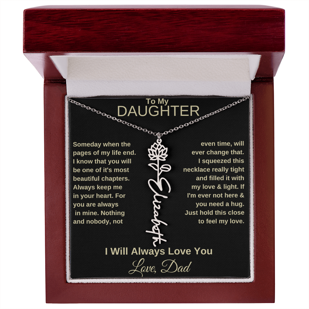 To My Daughter | Birth Flower Name Necklace