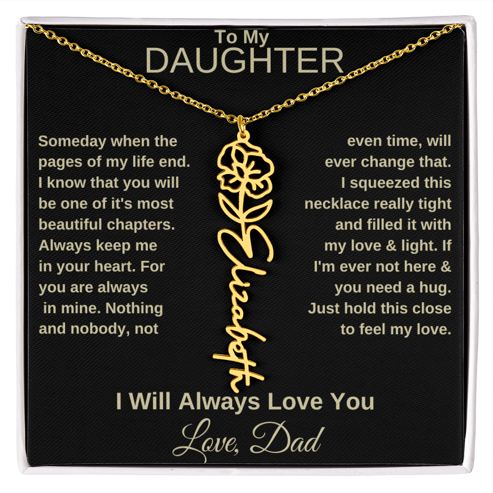 To My Daughter | Birth Flower Name Necklace