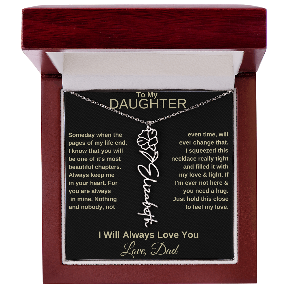 To My Daughter | Birth Flower Name Necklace