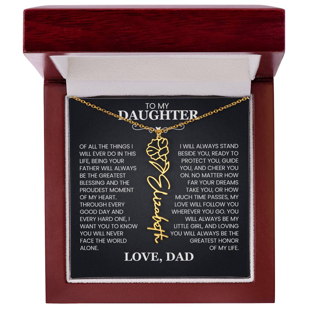 To My Daughter | Greatest Blessing | Birth Flower Name Necklace