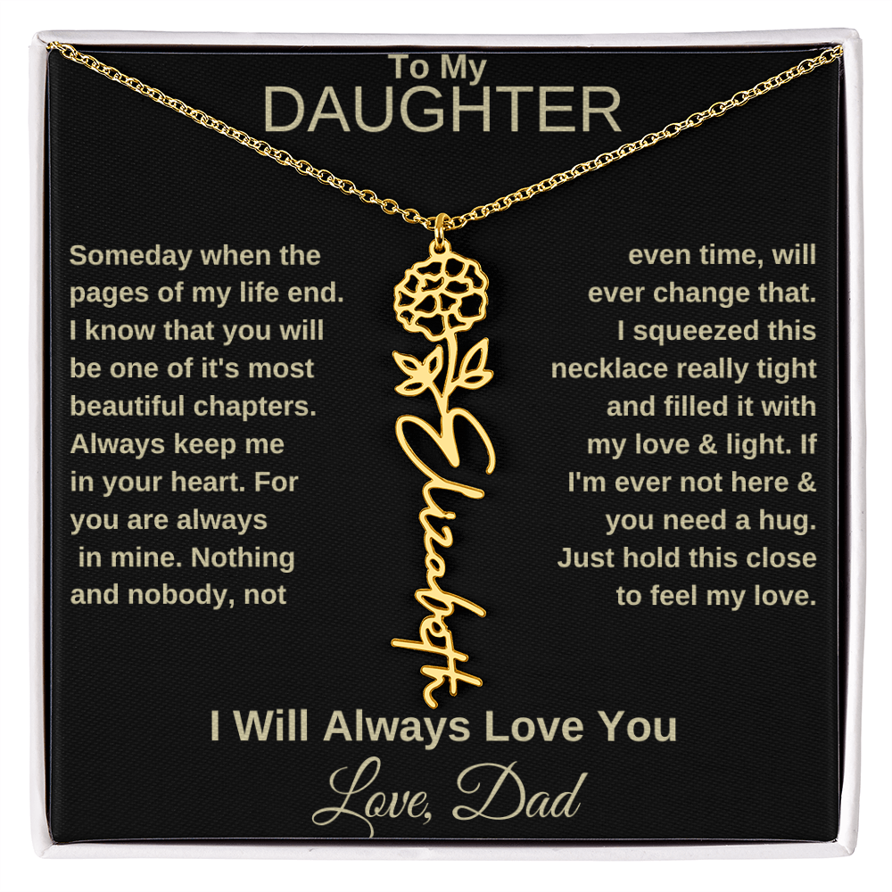 To My Daughter | Birth Flower Name Necklace