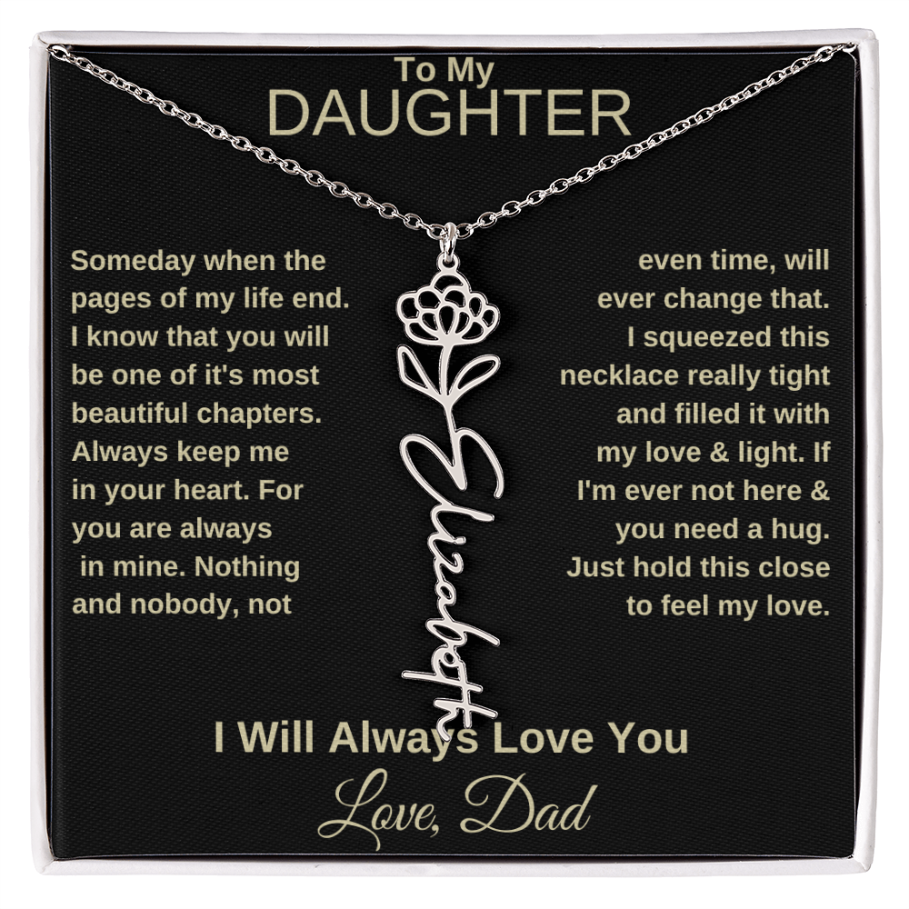 To My Daughter | Birth Flower Name Necklace