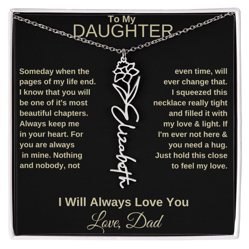 To My Daughter | Birth Flower Name Necklace