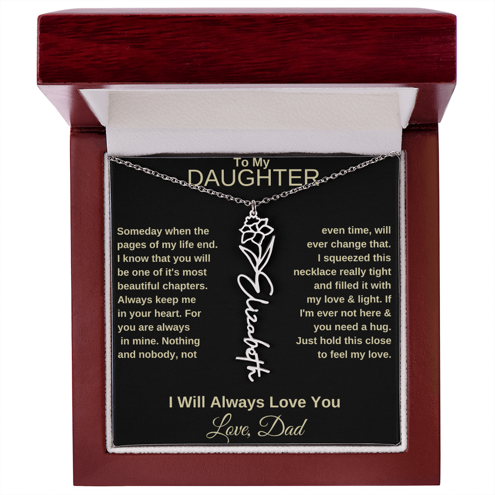 To My Daughter | Birth Flower Name Necklace