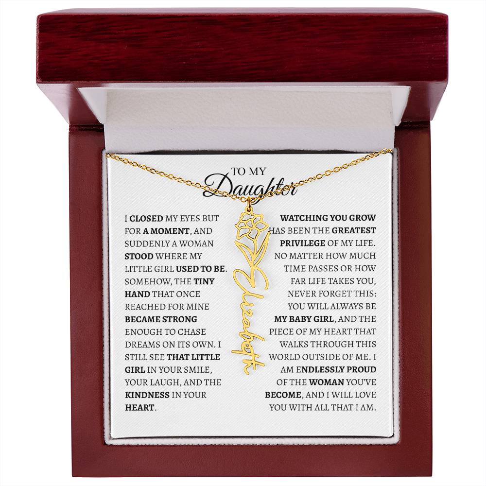 Daughter Gift from Dad — I Closed My Eyes for a Moment Birth Flower Name Necklace