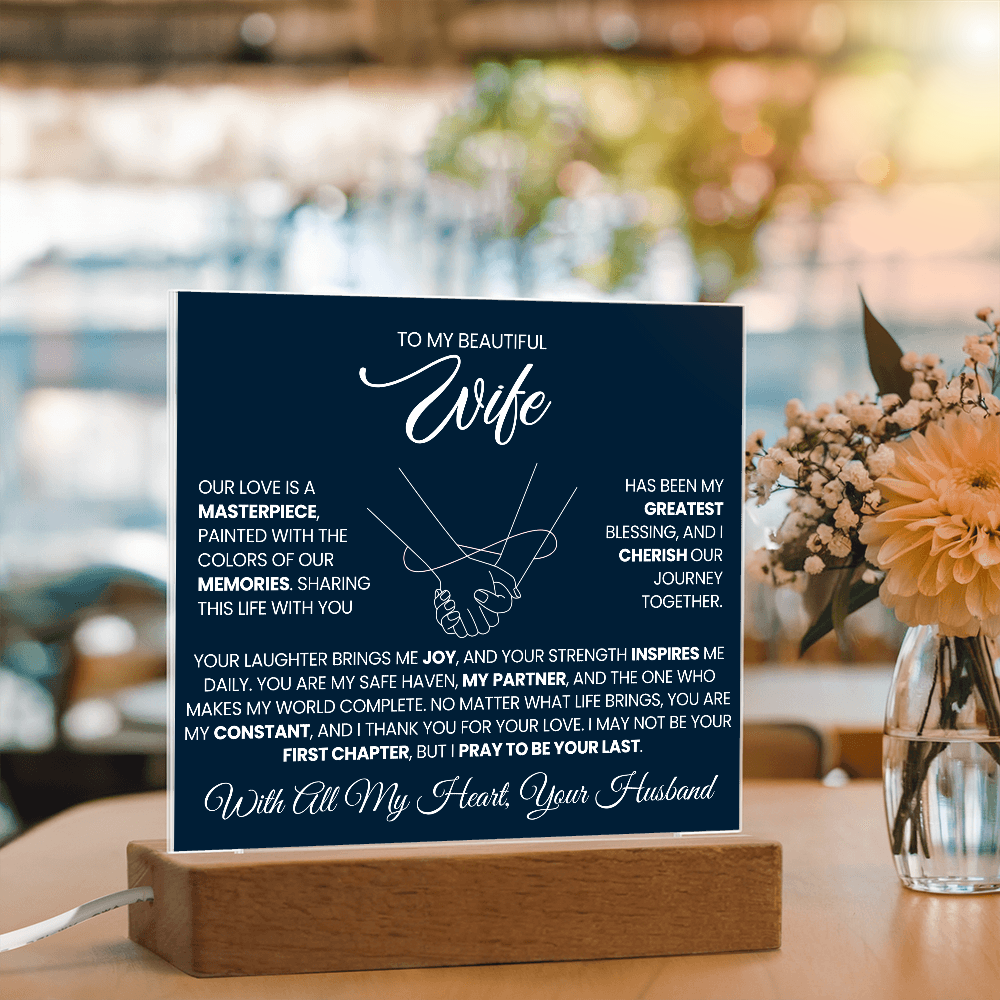 To My Beautiful Wife | I Cherish Our Journey | Acrylic Plaque (BLU)