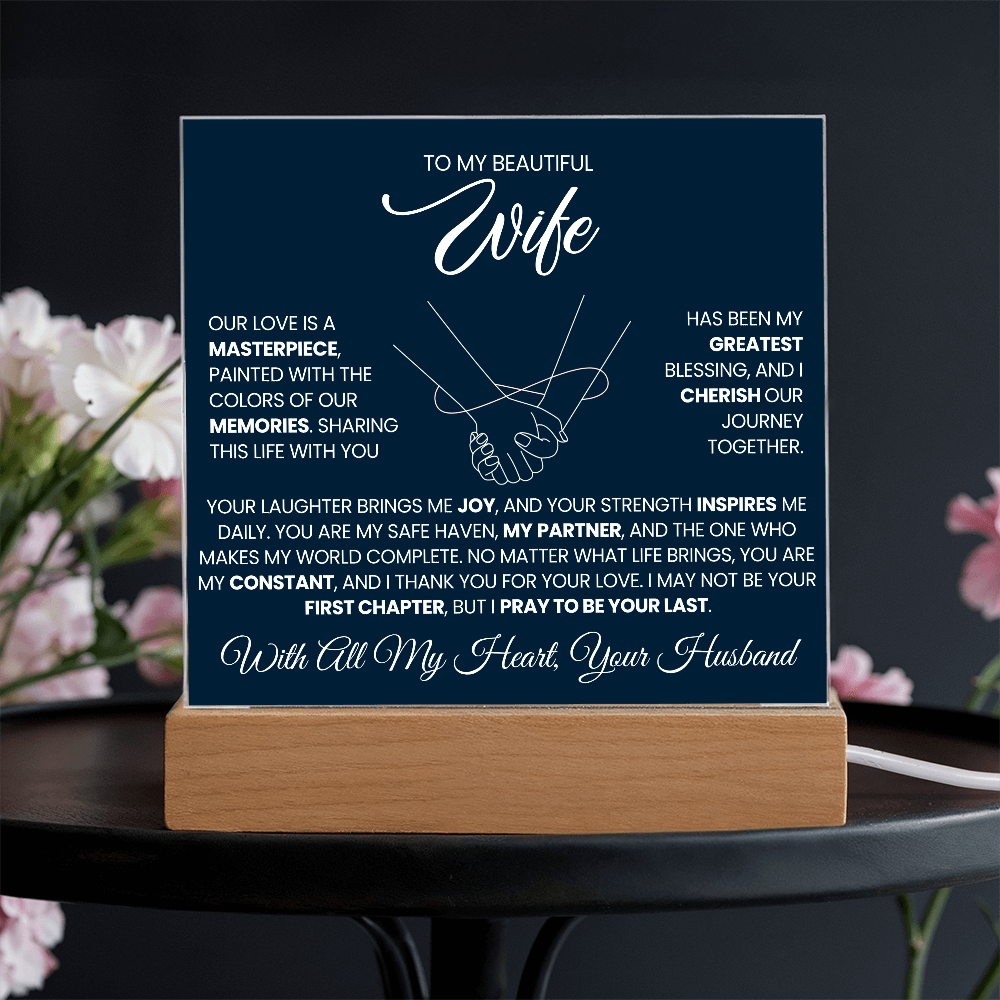To My Beautiful Wife | I Cherish Our Journey | Acrylic Plaque (BLU)