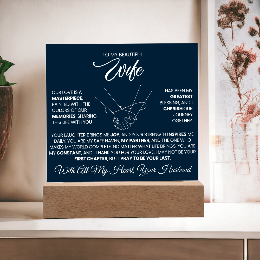 To My Beautiful Wife | I Cherish Our Journey | Acrylic Plaque (BLU)