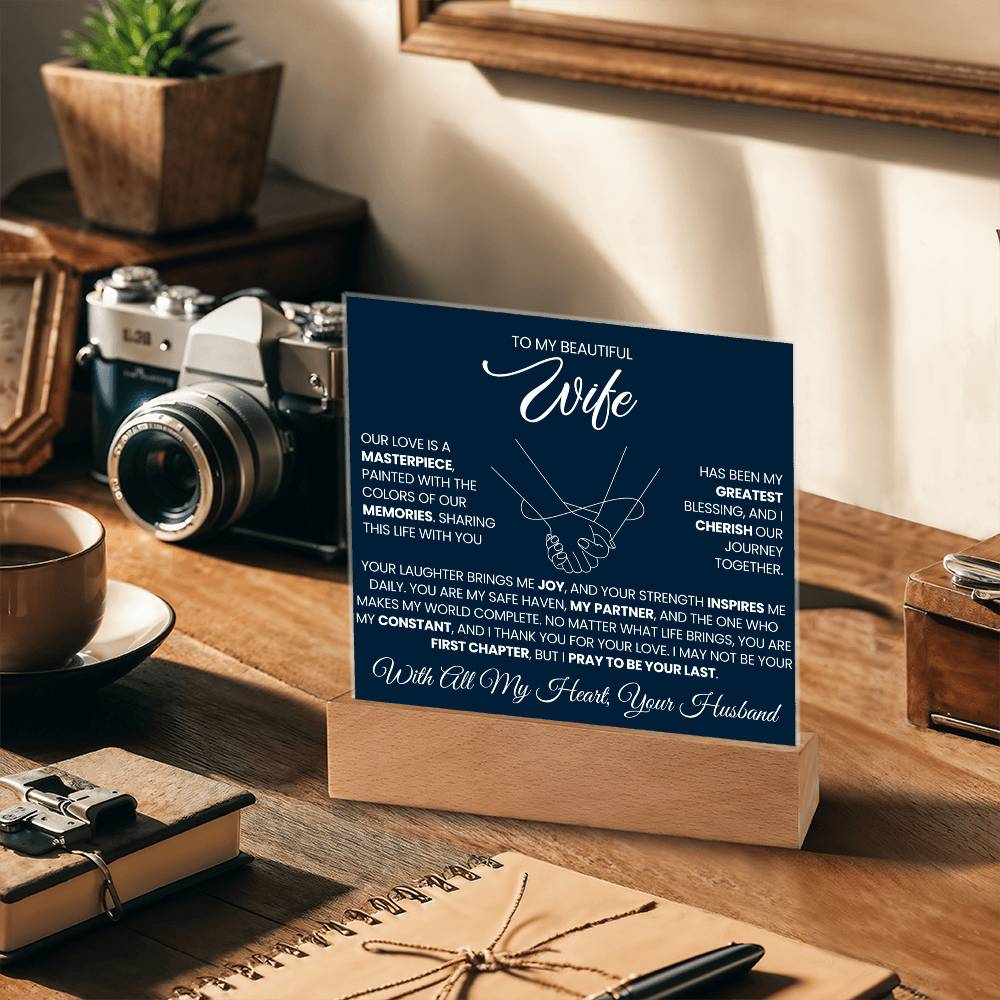 To My Beautiful Wife | I Cherish Our Journey | Acrylic Plaque (BLU)