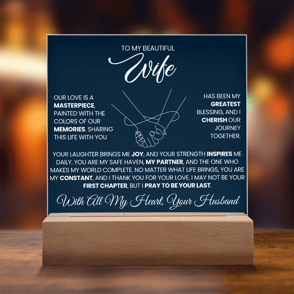 To My Beautiful Wife | I Cherish Our Journey | Acrylic Plaque (BLU)