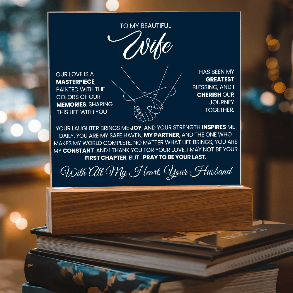 To My Beautiful Wife | I Cherish Our Journey | Acrylic Plaque (BLU)